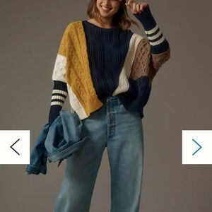 blu pepper Colorblock Cable Knit Sweater Size Medium